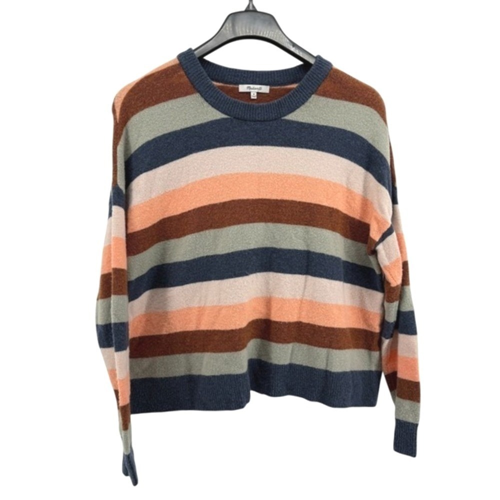 Madewell Elmwood Sweater Womens Medium Multi-Color Striped Alpaca Wool Blend‎